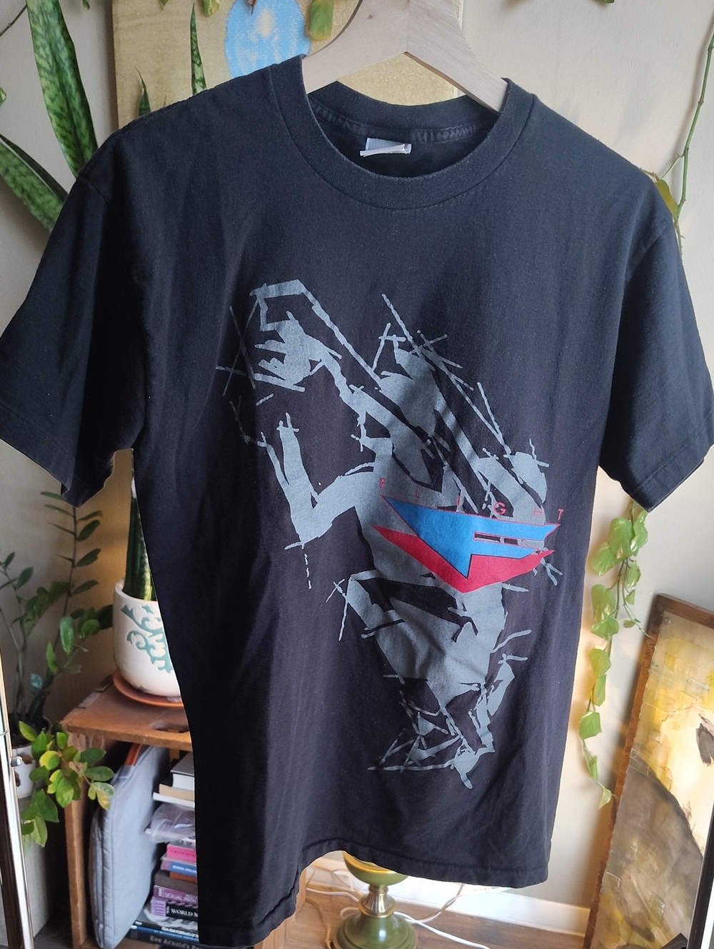 Vintage Nike Flight Black Short Sleeve Tee with Blue and Red Graphic